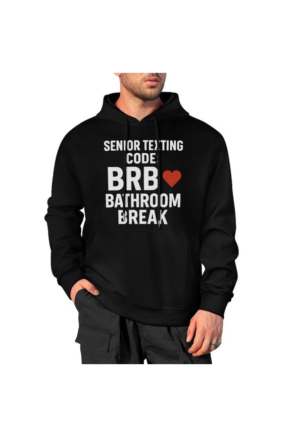Senior Citizen Texting Code Men's Pullover Sweatshirt Hoodie, Big & Tall Options Available Large