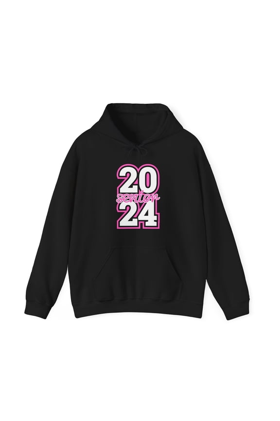Senior Class 2024 Graduation Pink/Black Grad High School Hooded Sweatshirt