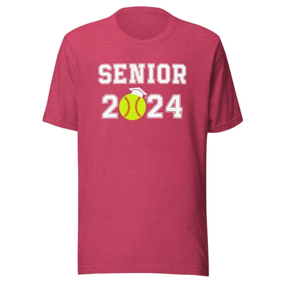 Senior Class of 2024 Shirt, Unisex, Class of 2024 Shirt, Softball Player Shirt, Senior 2024 Shirt, High School Grad, 2024 Senior Shirt (Heather Raspberry, S)