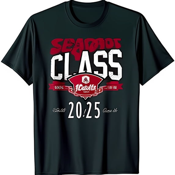 Senior Class 2025 Black T-Shirt with Red & White 'GOLDEN' Graphic & Design