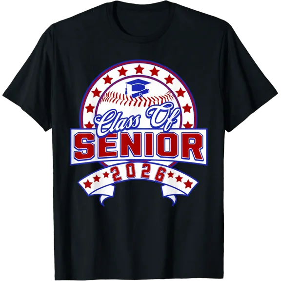 Senior Class 2026 Graduation 2026 School Baseball Player T-Shirt All Size S-5Xl