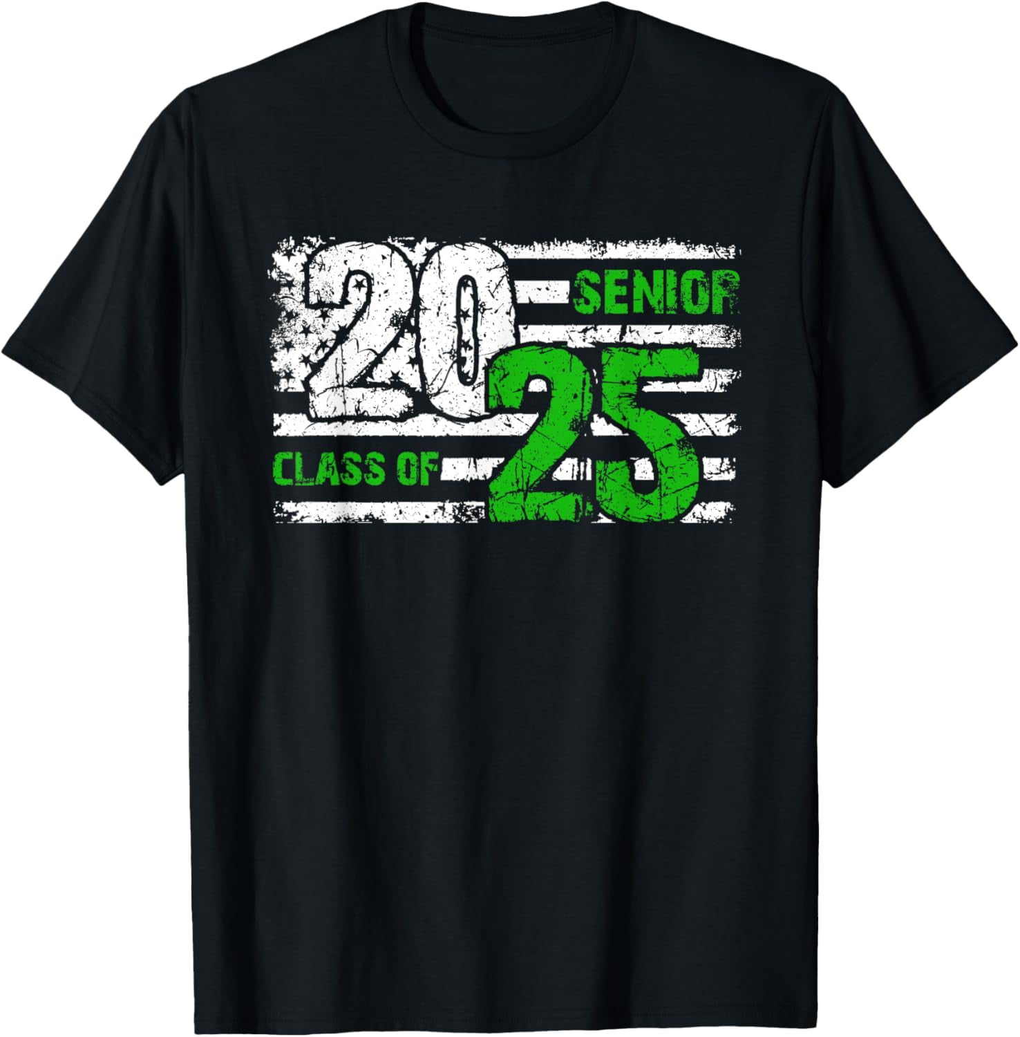 Senior Class Of 2025 Distressed Flag Graduation 2025 Green TShirt
