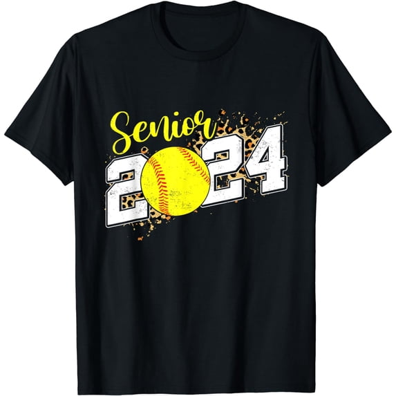 Senior Class of 2024 Softball Leopard Senior 24 Softball T-Shirt