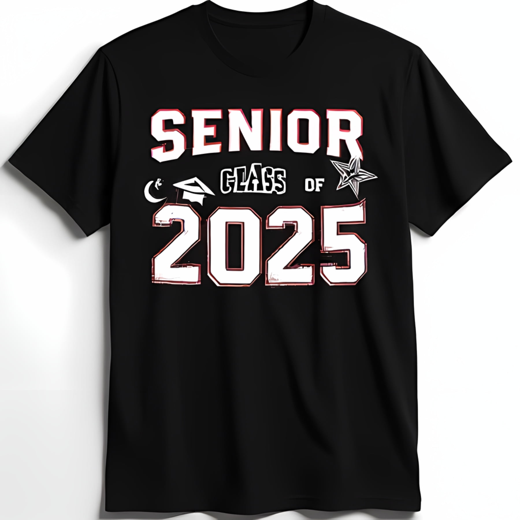 Senior Class of 2025 Black TShirt Bold Graphic Design for Graduating Seniors