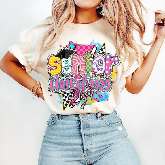Senior Class of 2025 T-Shirt, Preppy Graduation Tee, Coquette Senior Shirt, High School Brushstroke Tee