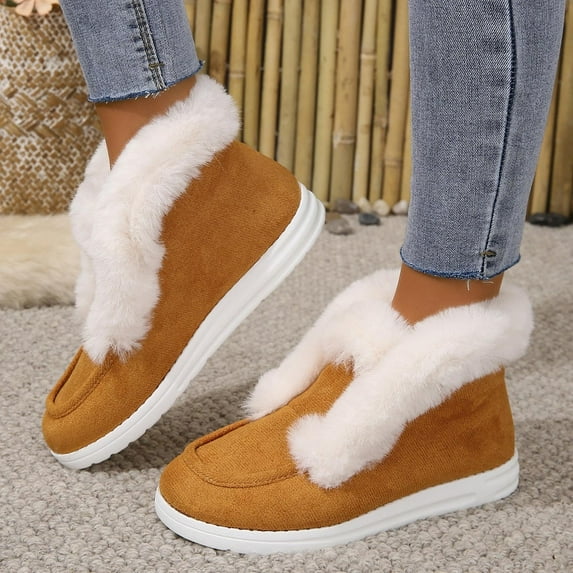 Senior Comfy Winter Ankle Boots Women, Ladies Sherpa Fuzzy Warm And Comfortable Casual Snow Boots for Women (Brown,40)