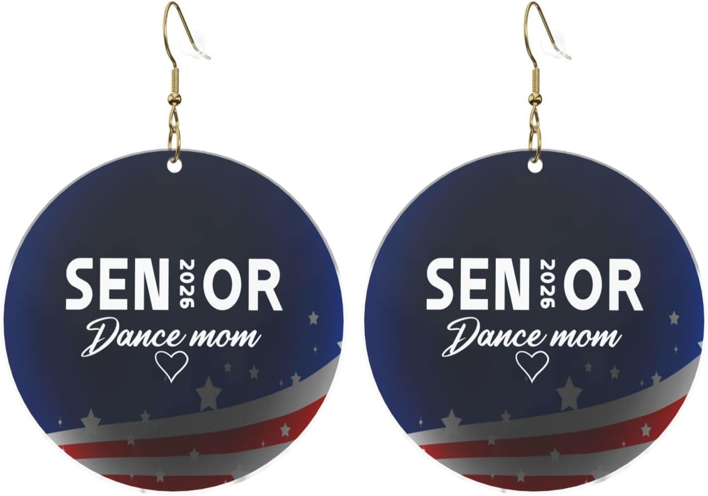 Senior Dance Mom 2026 Classy Round Acrylic Earrings Lightweight Versatile For All Occasions[h632]