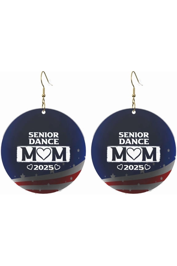 Senior Dance Mom Quality 2025 Classy Round Acrylic Earrings Lightweight All-purpose For All Occasions[h870]