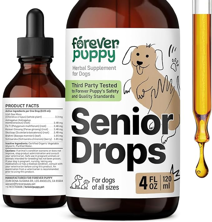 Senior Dog Drops Immune, Thyroid & Cognitive Support for Elderly Dogs