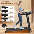 thumbnail image 1 of Senior Folding Treadmill with Long Handrails, 2.5 HP Motor, 0-6 MPH Walking Jogging Machine with Fitshow App, Shock Absorption, Safety Key, Black Orange, 1 of 9