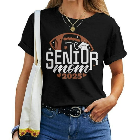 Senior Football Mom Class of 2025 T-Shirt, Senior Mama 2024 Football Supporter Tee, Proud Mom Shirt for Women