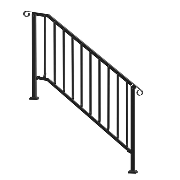 Senior-Friendly Outdoor Handrail - 5-6 Step Black Retro Arch Deck Railing for Porch, Steps & Stairs