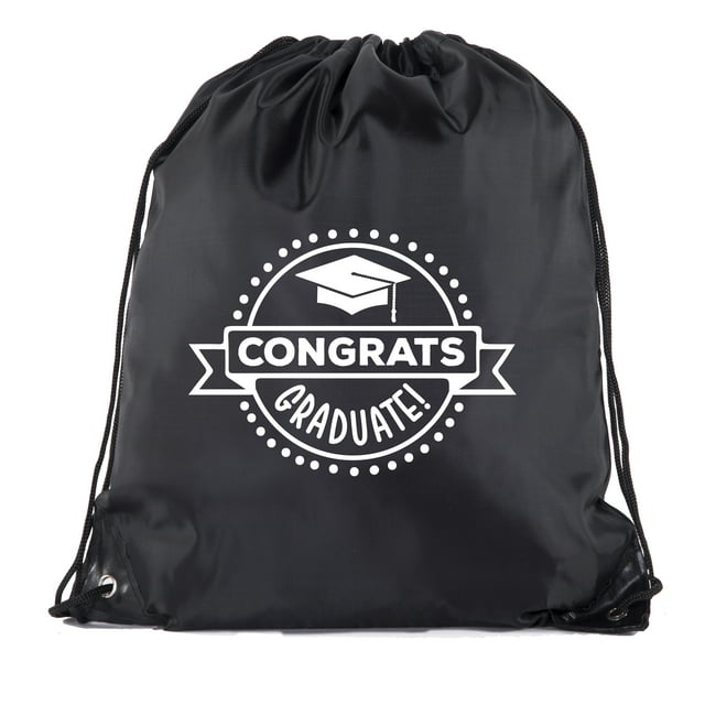 Senior Graduation Drawstring Backpacks Personalized Party Favor Cinch Bags - Congrats Graduate