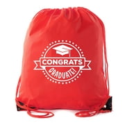 Senior Graduation Drawstring Backpacks Personalized Party Favor Cinch Bags - Congrats Graduate