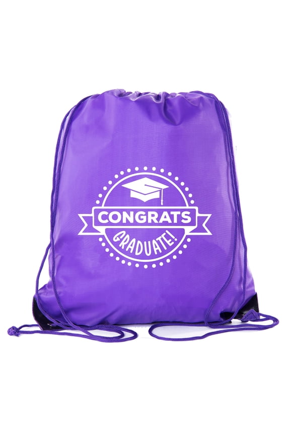 Senior Graduation Drawstring Backpacks Personalized Party Favor Cinch Bags - Congrats Graduate