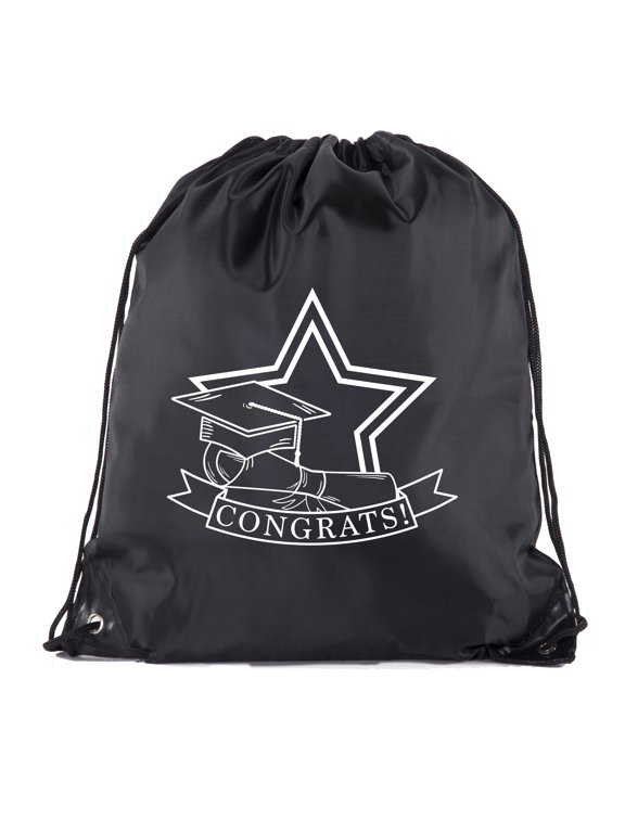 Senior Graduation Drawstring Backpacks Personalized Party Favor Cinch Bags - Congrats Star