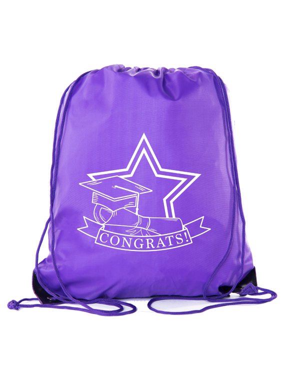 Senior Graduation Drawstring Backpacks Personalized Party Favor Cinch Bags - Congrats Star
