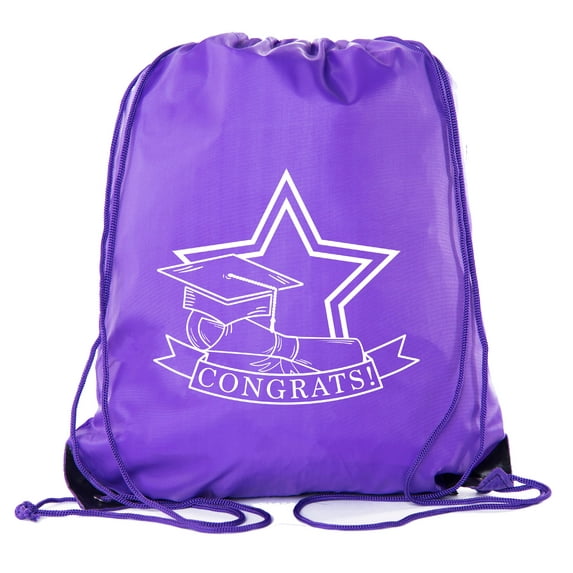 Senior Graduation Drawstring Backpacks Personalized Party Favor Cinch Bags - Congrats Star