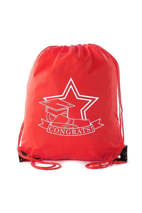 Senior Graduation Drawstring Backpacks Personalized Party Favor Cinch Bags - Congrats Star