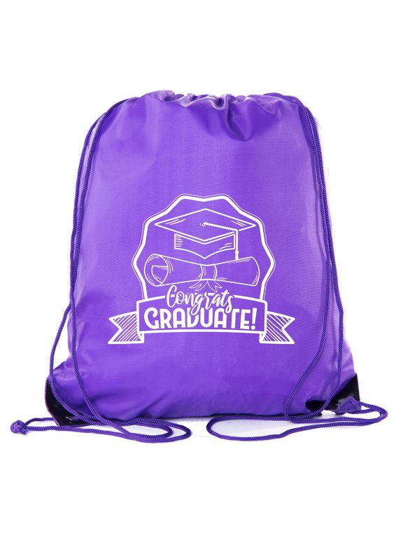 Senior Graduation Drawstring Backpacks Personalized Party Favor Cinch Bags - Hat & Diploma