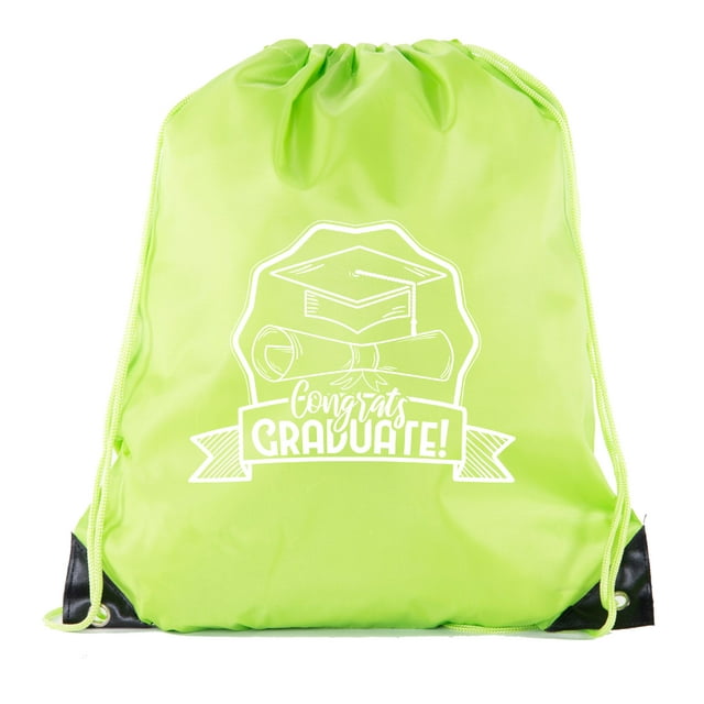 Senior Graduation Drawstring Backpacks Personalized Party Favor Cinch Bags - Hat & Diploma