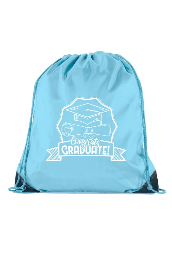 Senior Graduation Drawstring Backpacks Personalized Party Favor Cinch Bags - Hat & Diploma