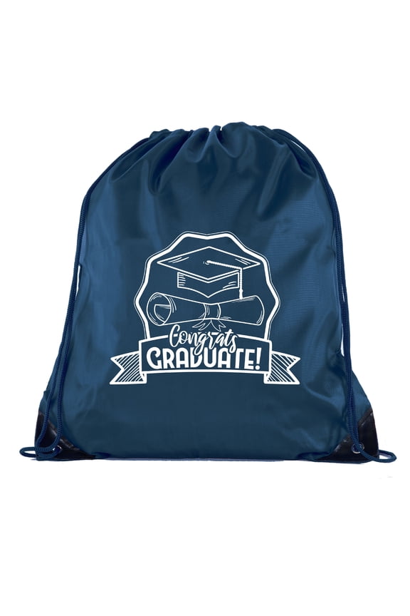 Senior Graduation Drawstring Backpacks Personalized Party Favor Cinch Bags - Hat & Diploma