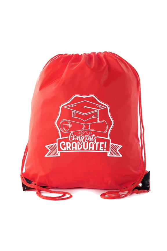 Senior Graduation Drawstring Backpacks Personalized Party Favor Cinch Bags - Hat & Diploma