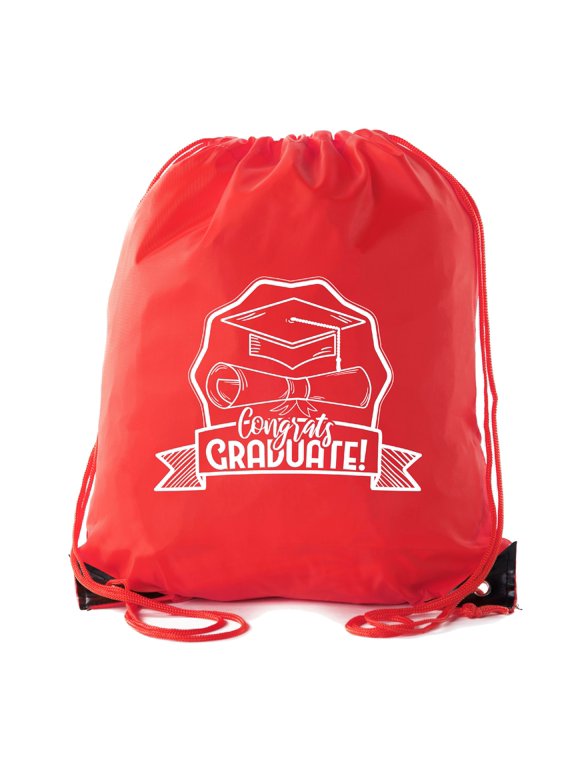 Senior Graduation Drawstring Backpacks Personalized Party Favor Cinch Bags - Hat & Diploma