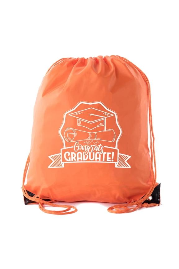 Senior Graduation Drawstring Backpacks Personalized Party Favor Cinch Bags - Hat & Diploma
