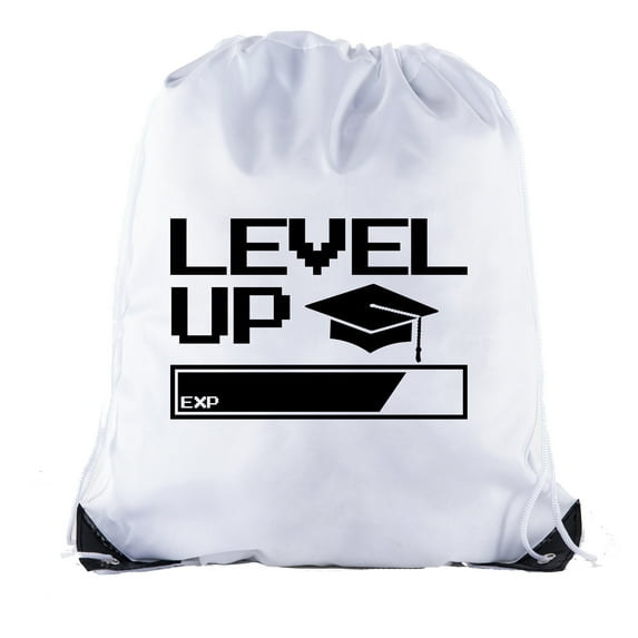 Senior Graduation Drawstring Backpacks Personalized Party Favor Cinch Bags - Level Up Bar