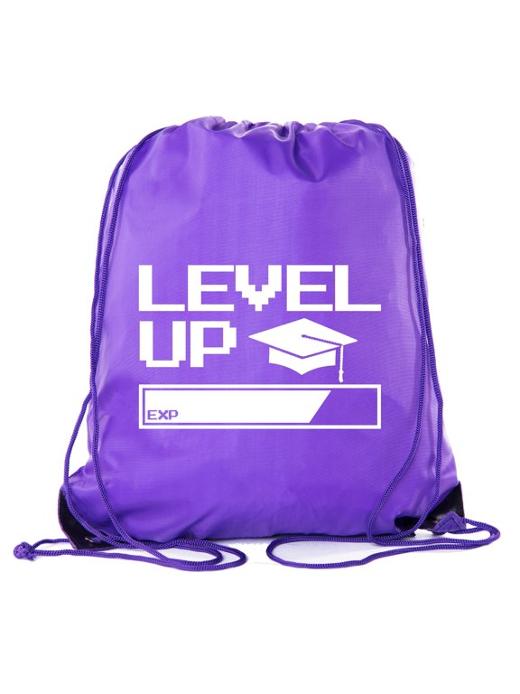Senior Graduation Drawstring Backpacks Personalized Party Favor Cinch Bags - Level Up Bar