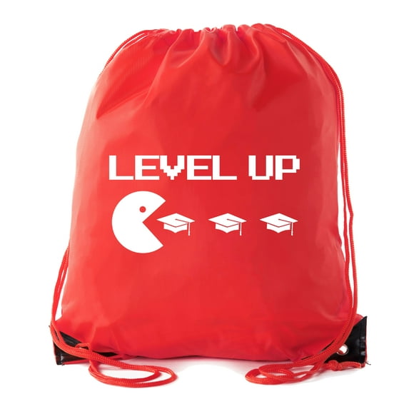Senior Graduation Drawstring Backpacks Personalized Party Favor Cinch Bags - Level Up