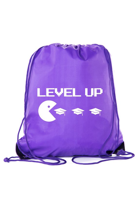 Senior Graduation Drawstring Backpacks Personalized Party Favor Cinch Bags - Level Up