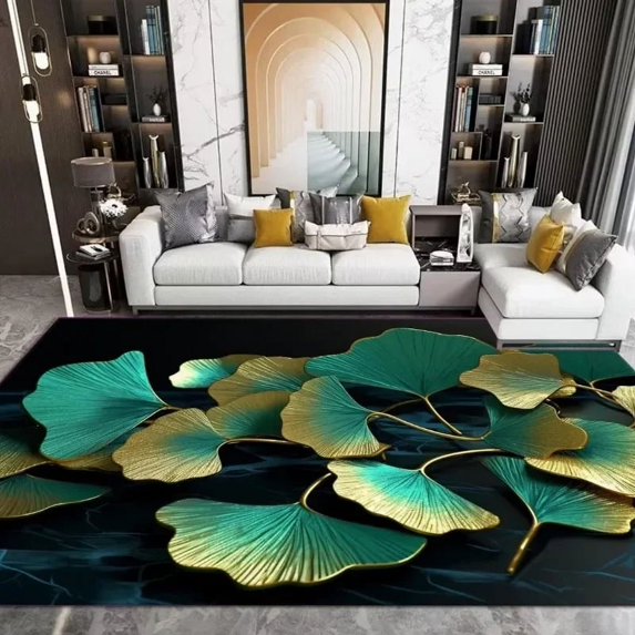Senior Green Golden Rug Living Room Large Size Bedroom Carpet Household ration Non-slip Machine Washable Parlor Foot Mat