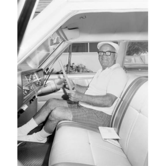 Senior Man Driving Car Poster Print - 18 x 24 in.
