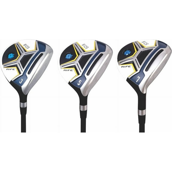 Men's Rife Golf 812s New Straight Face #3 +#5 +Offset #7 Fairway Metal Wood Clubs Set Right Handed Regular Flex with Men's Size Black Pro Velvet Grips Fairway Wood Set + Head covers