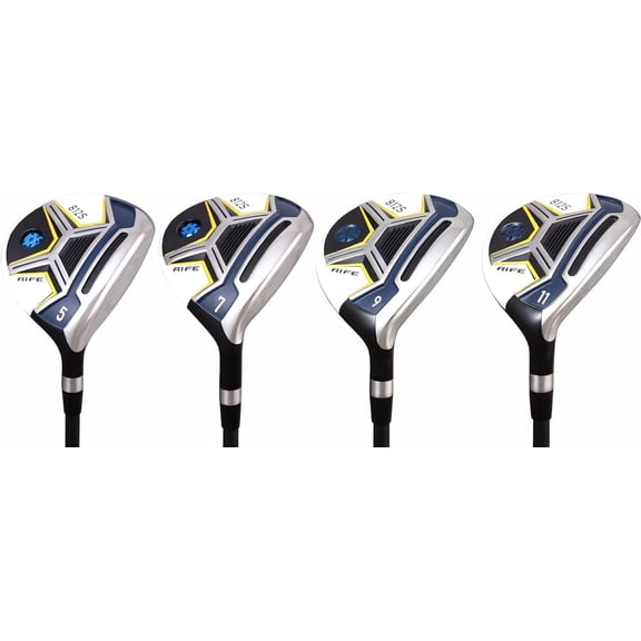 Senior Men's Rife 812s New Straight Face #5 + Offset #7 + #9 + #11 Fairway Metal Wood Clubs Set Right Handed Senior Flex with Men's Senior Size Black Pro Velvet Grips Fairway Wood Set + Head covers