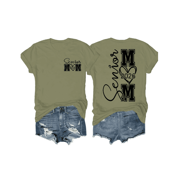 Senior Mom 2026 Shirt Senior Mom Shirts Class Of 2026 Graduate Mama TShirt Funny Two Sided Graphic Tees Short Sleeve Tops