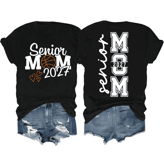 Senior Mom 2027 Shirt Class Of 2027 Basketball Mom Graduation T-Shirt