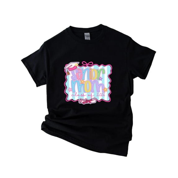 Senior Mom Class of 2026 Colorful Groovy Style Graduation Mother Unisex T-Shirt, up to size 5XL