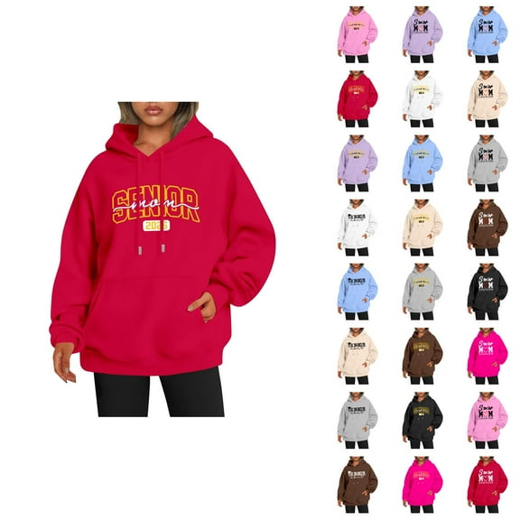 Senior Mom Hoodies for Women Class Of 2026 Hoodie Graduation Graphic Hooded Sweatshirt with Pockets Pullover Tops