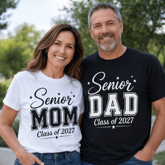 Senior Mom and Dad Comfort Colors T-Shirt, Class of 2027 Parent Shirt, Graduation Gift for Mom Dad, Proud Senior Family Tee Outfit