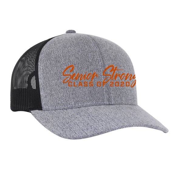 Senior Strong Class of 2020 Unisex Adult Trucker Hat, Heather Grey/Black