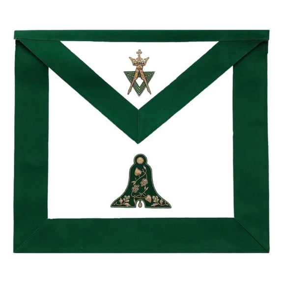 Senior Warden Allied Masonic Degrees Apron - Adjustable Green Velvet with Gold-Plated Snake Fitting