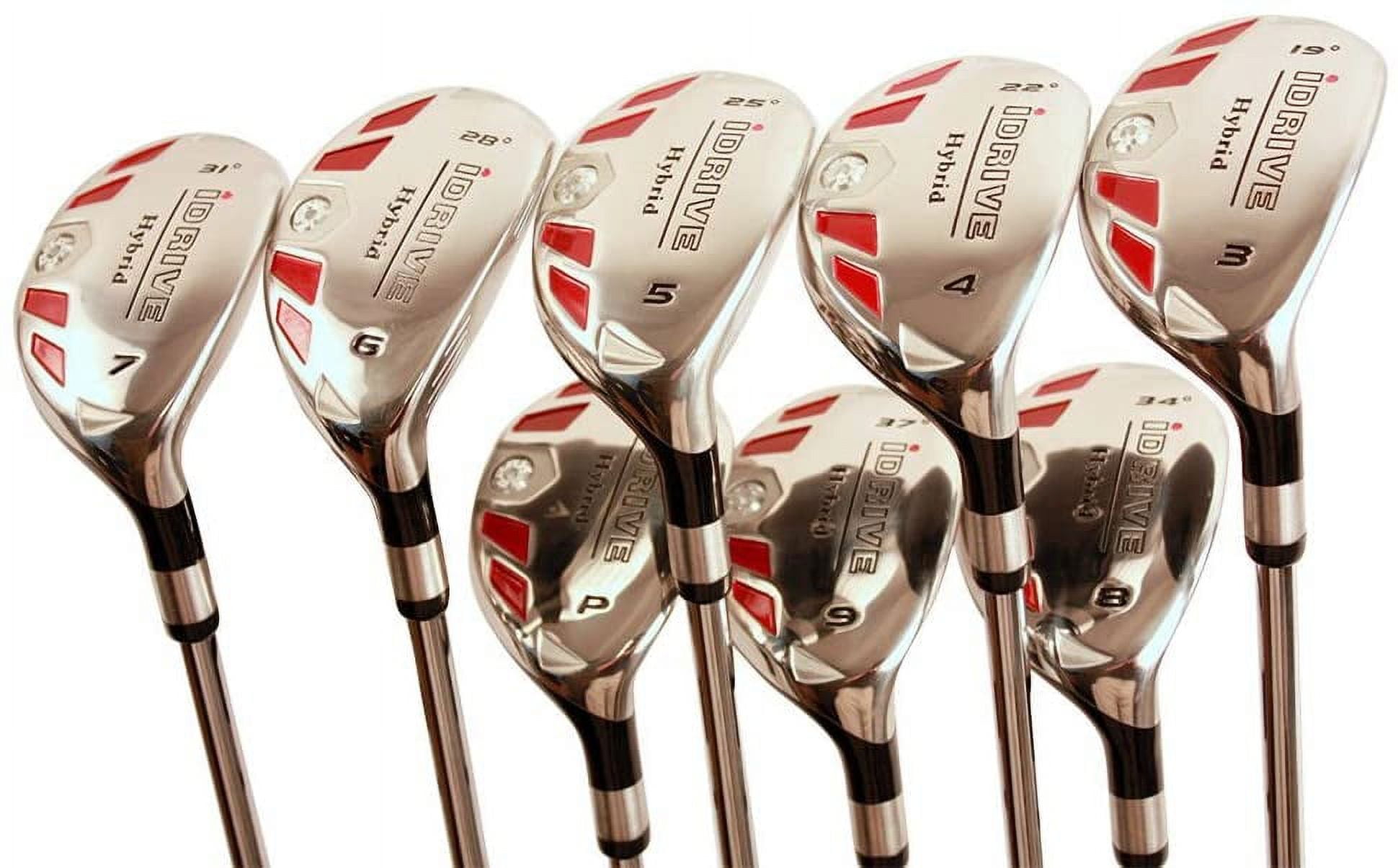 Senior Women's Golf Clubs All Ladies iDrive Hybrid Set Includes: #3, 4, 5, 6, 7, 8, 9, PW. Lady L Flex Right Handed Utility Clubs with Premium Ladies Arthritic Grip. 60+ Years Old