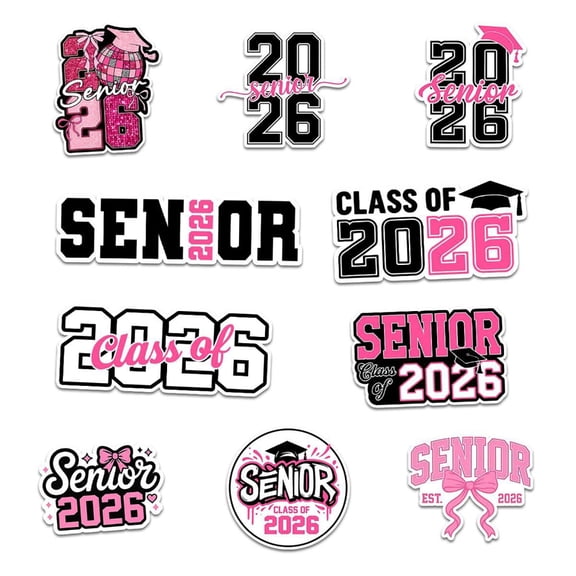Senior Year 2026 Commemorative Stickers 10 Sheets Historic Style PVC Decals For School Accessories Reminder Decorations