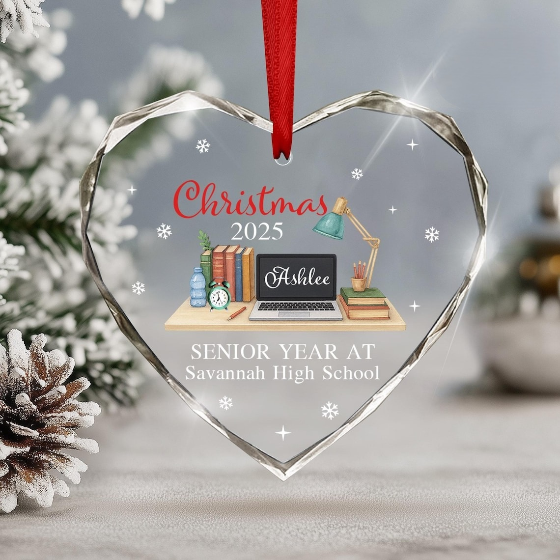 Senior Year Ornament, Custom Glass Ornament, Class of 2026 Graduation ...
