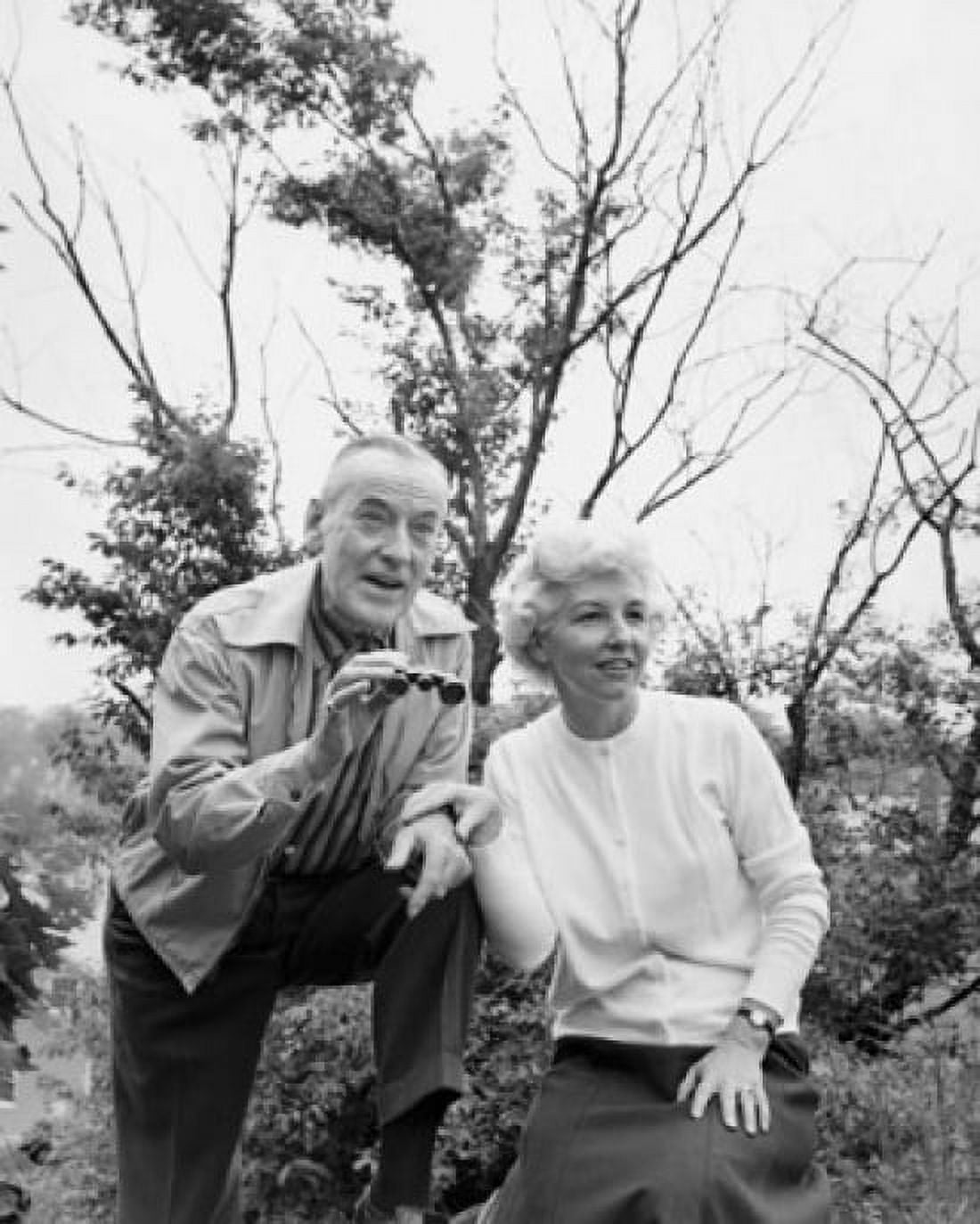 Senior couple bird-watching Canvas Art - (24 x 36)