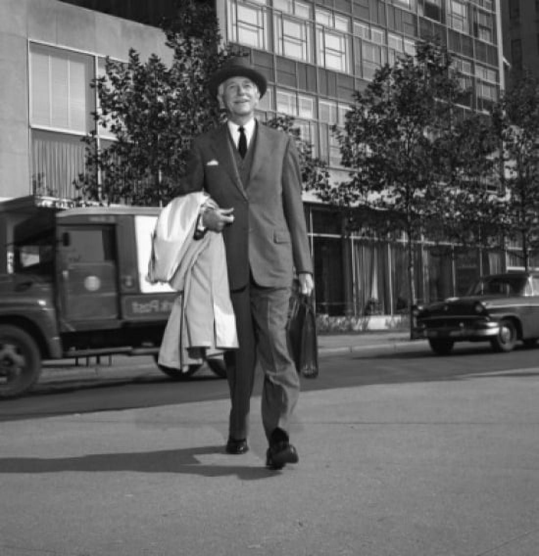 Senior man crossing street Canvas Art - (24 x 36)